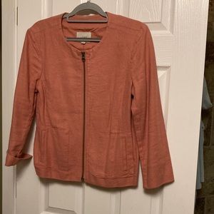 Loft zippered linen cotton blend blazer